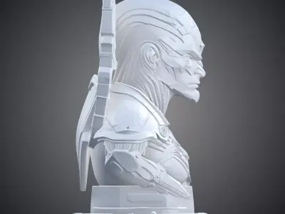 Cybernetic Warlord Bust Sci-Fi Commander Statue PM-391 3D print model