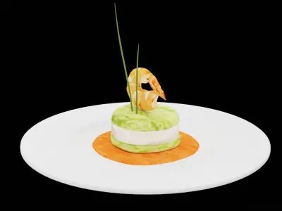 Shrimp With Avocado Low-poly 3D model