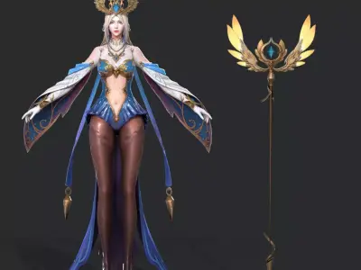 Female Archmage Low-poly 3D model