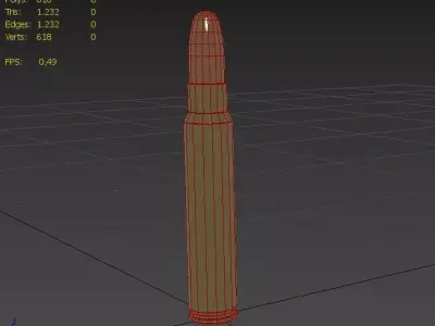 375 Ruger Ammo Low-poly 3D model