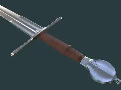 Albion Viceroy Medieval Sword PBR game ready Low-poly 3D model
