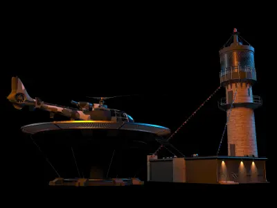 Lighthouse helicopter and 3D model
