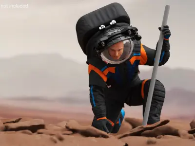 Next Gen Spacesuit on Astronaut Crawling Pose 3D model purchase