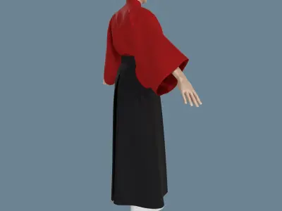 Samurai hakama Low-poly 3D model