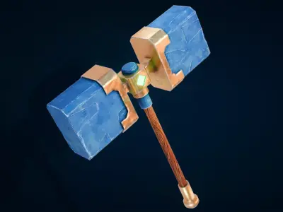 Stylized Stone Hammer Low-poly 3D model