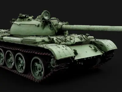 coldwar soviet tank T-55 model photogrammetry Low-poly 3D model