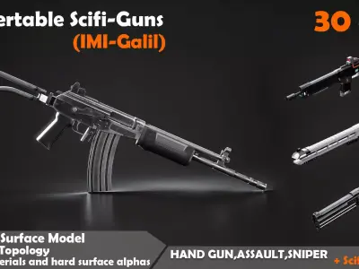 Convertable Sci-fi Guns IMI Galil Low-poly 3D model