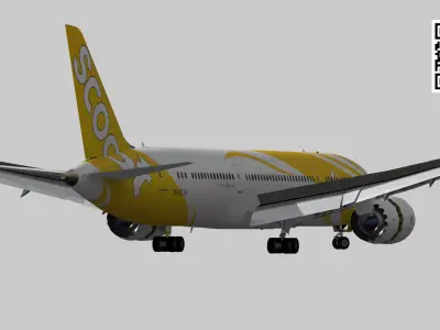 Boeing 787-9 FlyScoot livery Low-poly 3D model