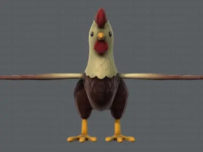 Chicken cartoon baseV02 Low-poly 3D model