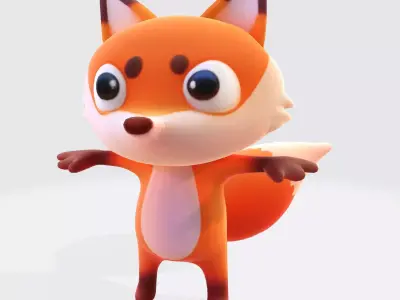Low-Poly Stylized Fox Figurines Low-poly 3D model