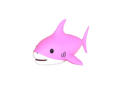 Cartoon Little Shark Pink 3D Model - High-Quality Animated  Low-poly 3D model