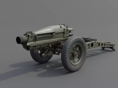 75mm pack howitzer M1A1 Low-poly 3D model