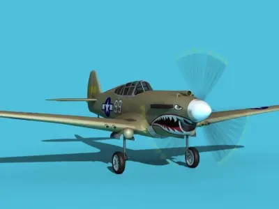 Curtiss P-40B Warhawk V10 USAAF 3D model
