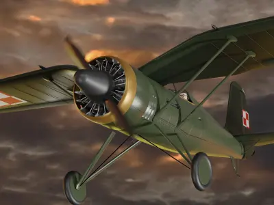 PZL 11 C Polish Gullwing Fighter 3D model