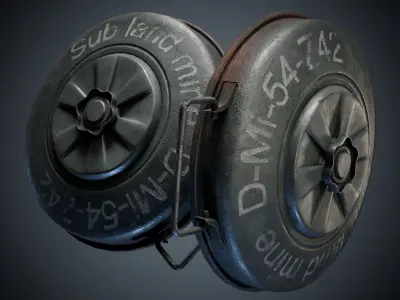 Old anti tank land mine bomb anti-caterpillar-mine da1 Low-poly 3D model