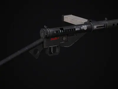 Sten Submachine Gun - Low Poly Game Ready Low-poly 3D model