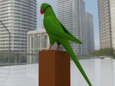 Green Parrot Low-poly 3D model