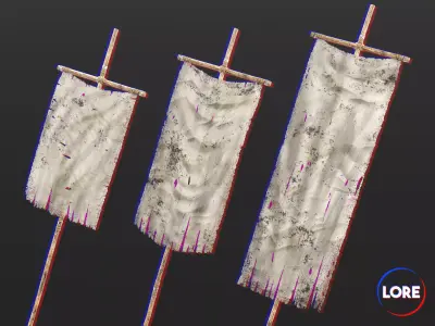 Medieval Crude Decoration Flags and Banners Low-poly 3D model