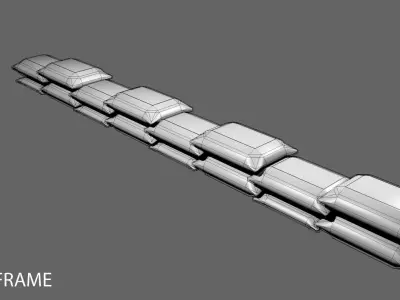 Sandbag Bunker - Wide Baricade 3D model