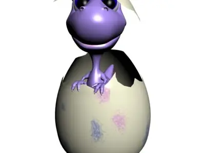 Baby dino cartoon RIGGED Low-poly 3D model