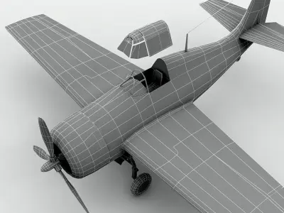 Grumman FM2 Wildcat Aircraft Low-poly 3D model