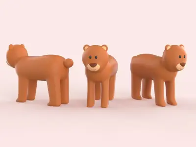 Cartoon Bear Animal Style Cute Low-poly 3D model