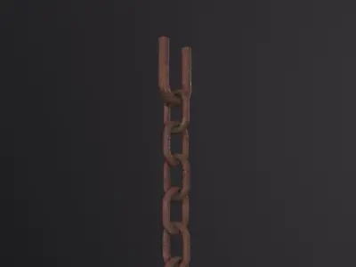 Old Chain with Hook 3D Model Low-poly 3D model