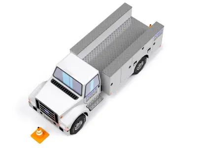 Low Poly VR Toonish Service Utility Truck Low-poly 3D model