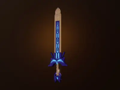 Stylized Rune Sword weapon PBR low-poly game ready Low-poly 3D model