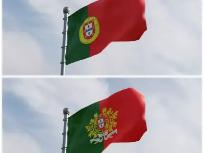 Animated Portugal Flags 3D model