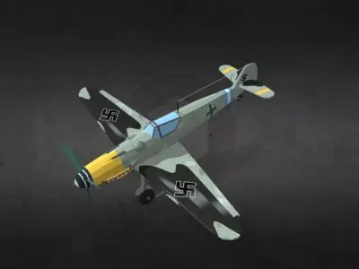 BF109G world war ii fighter plane Low-poly 3D model