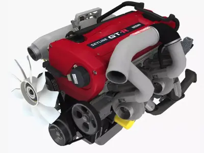 Nissan RB26DETT R34 GTR engine Low-poly 3D model