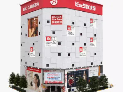 Bic Camera Store Akihabara Tokyo Building 3D Low-poly 3D model
