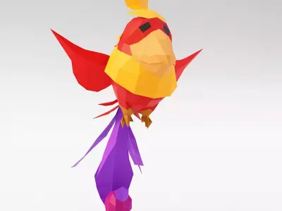 Bird low poly 3d model colorful origami flying in air Low-poly 3D model
