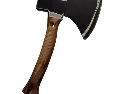 Rustic Steel Wood Handle Axe 3D model