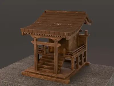 Japonese Small Temple Low-poly 3D model