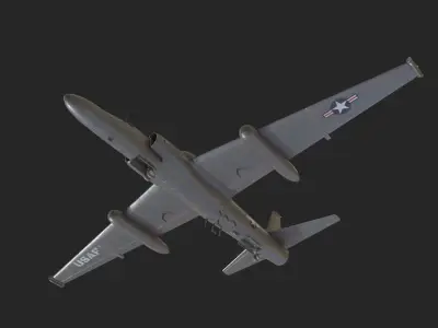 USA Air Force Lockheed U2S Dragon Lady reconnaissance airplane Low-poly 3D model
