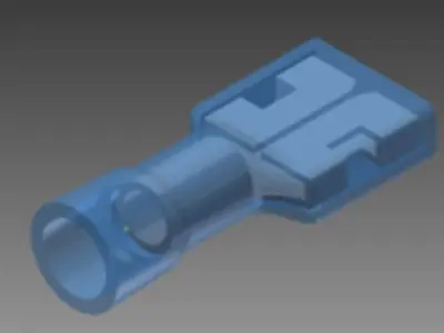 16-14 female spade blue insulated solderless wire terminal Free 3D model