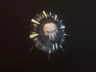 shild skull in shape of shield Low-poly 3D model