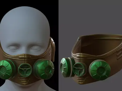 Gas mask helmet 3d model scifi Low-poly  Low-poly 3D model 550
