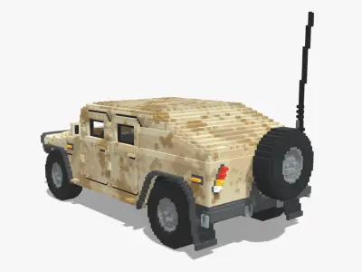 Voxel Military Humvee Low-poly 3D model