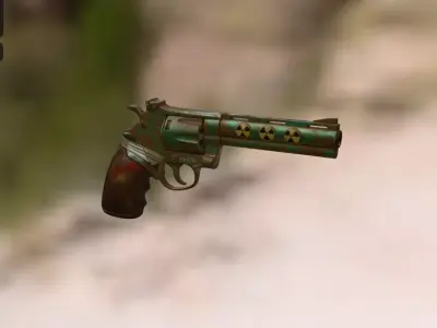 Post-Apocalyptic Magnum Revolver - Rusty Wasteland Pistol Low-poly 3D model
