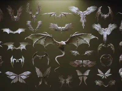 WINGS - 33 CREATURES MESHES 3D model