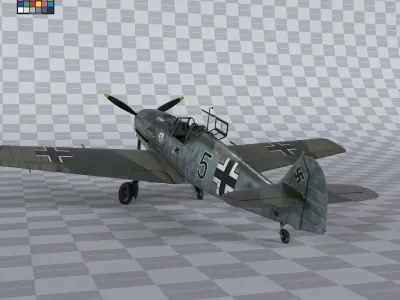 Messerschmitt BF109 German Fighter Airplane Green V2 3D model