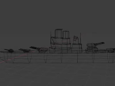 battle ship Low-poly 3D model