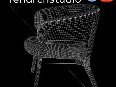 tenarchstudio round arm chair 4259 render ready vray corona Free 3D model
