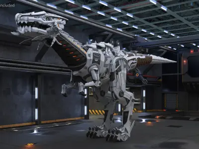 Dinosaur Robot Rigged for Cinema 4D 3D model