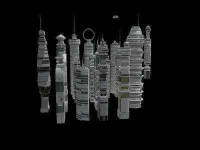 Sci fif buildings Free 3D model