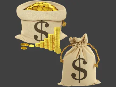 Bags of Coins Collection V2 3D model