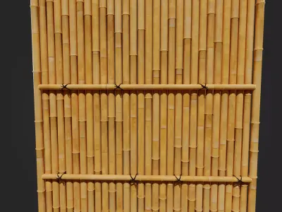 Bamboo fence Japanese Vr Low poly AA Low-poly 3D model